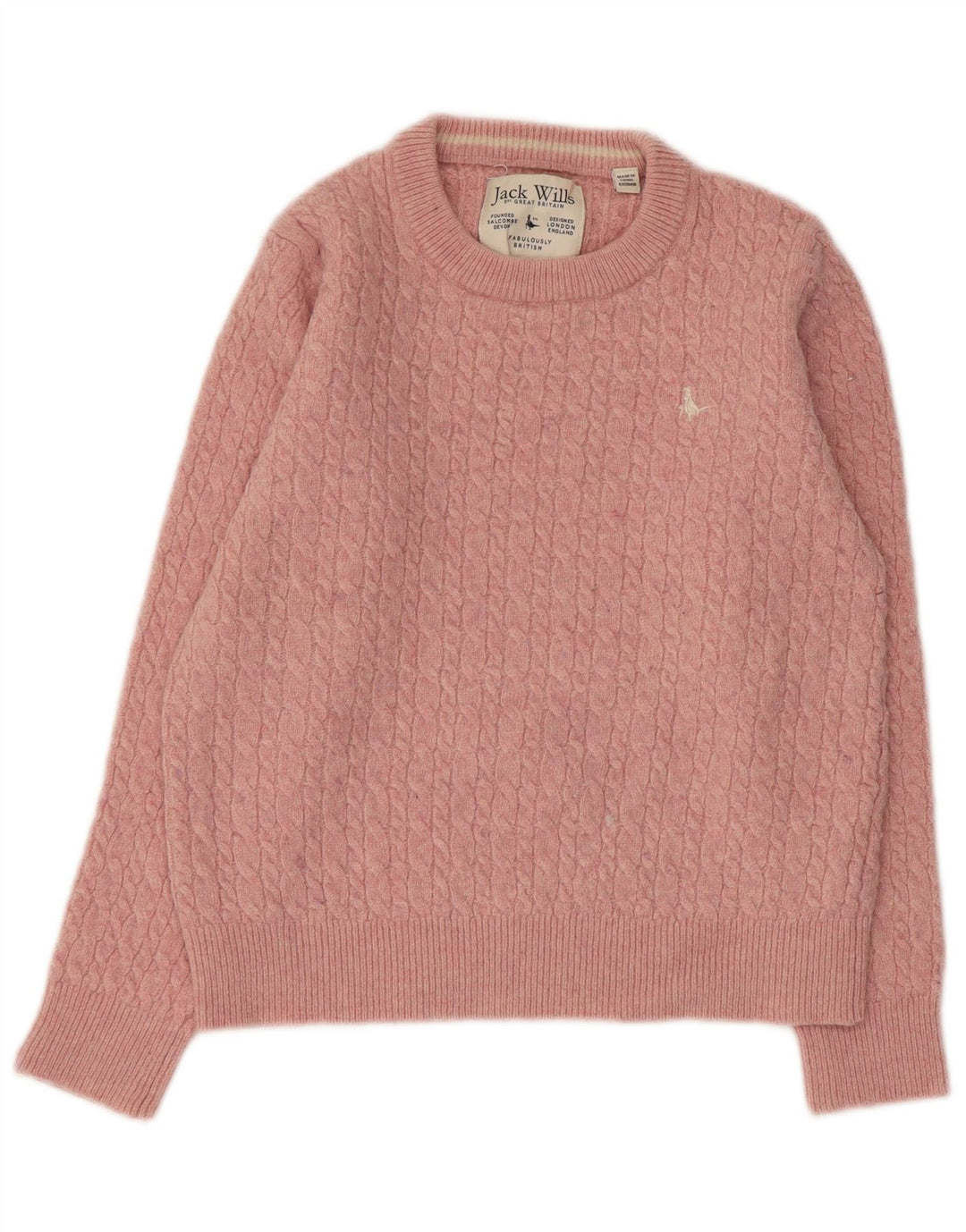 JACK WILLS Suéter tipo jersey con cuello barco para mujer Reino Unido 44 Lana rosa grande