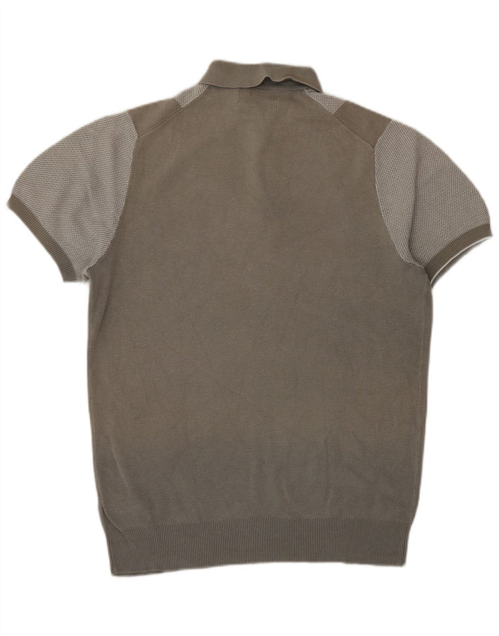 Marks & Spencer Jersey de manga corta con cuello tipo polo para hombre, talla pequeña, gris