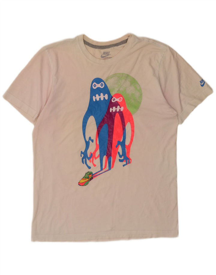 Nike Camiseta con gráfico de ajuste estándar para hombre, talla mediana, blanca