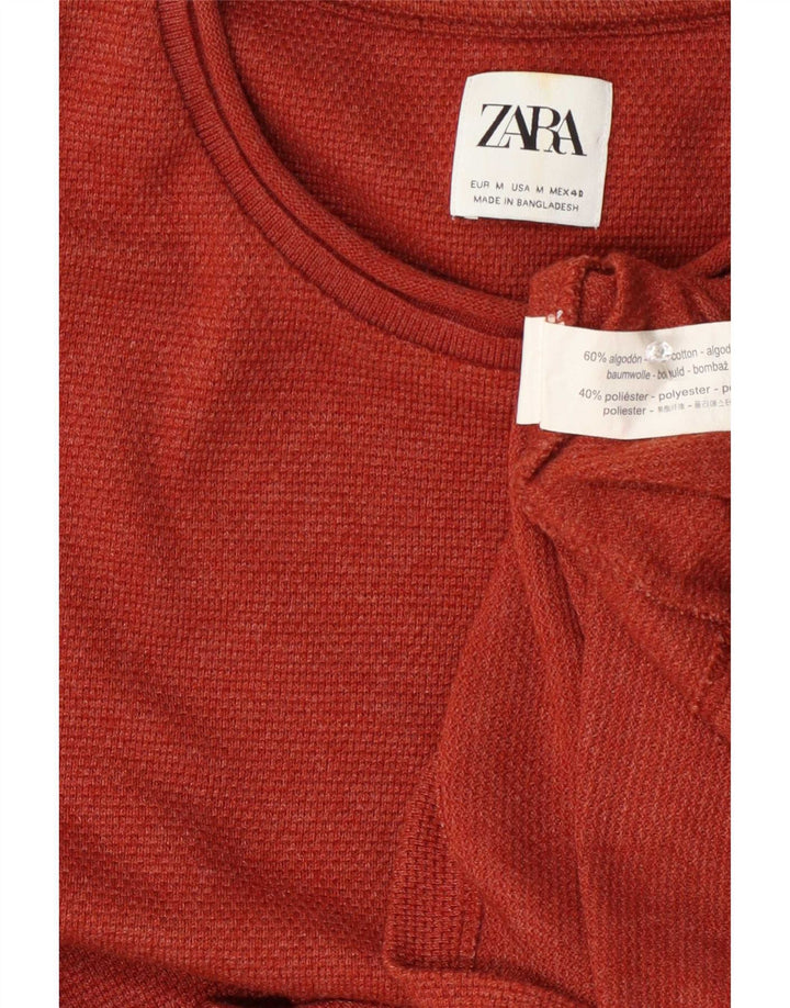 Zara Hombre Jersey Cuello Redondo Jersey Algodón Rojo Medio