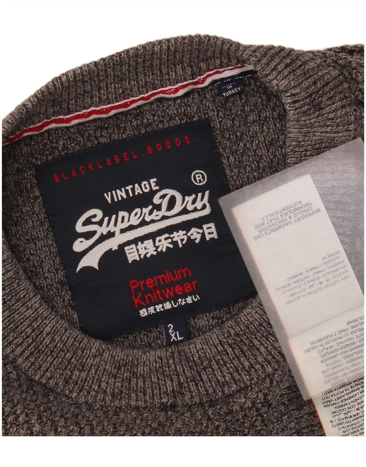 Superdry Jersey con cuello redondo para hombre, talla 2XL, algodón gris