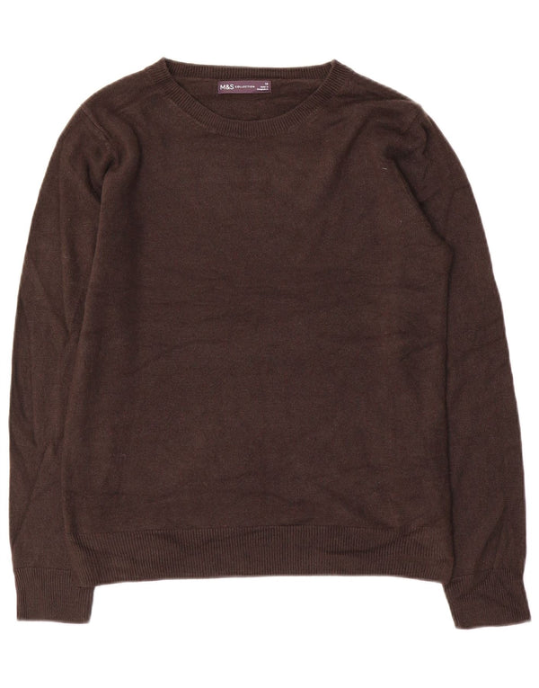 Marks & Spencer Suéter con Cuello Barco para Mujer UK 10 Pequeño Acrílico Marrón