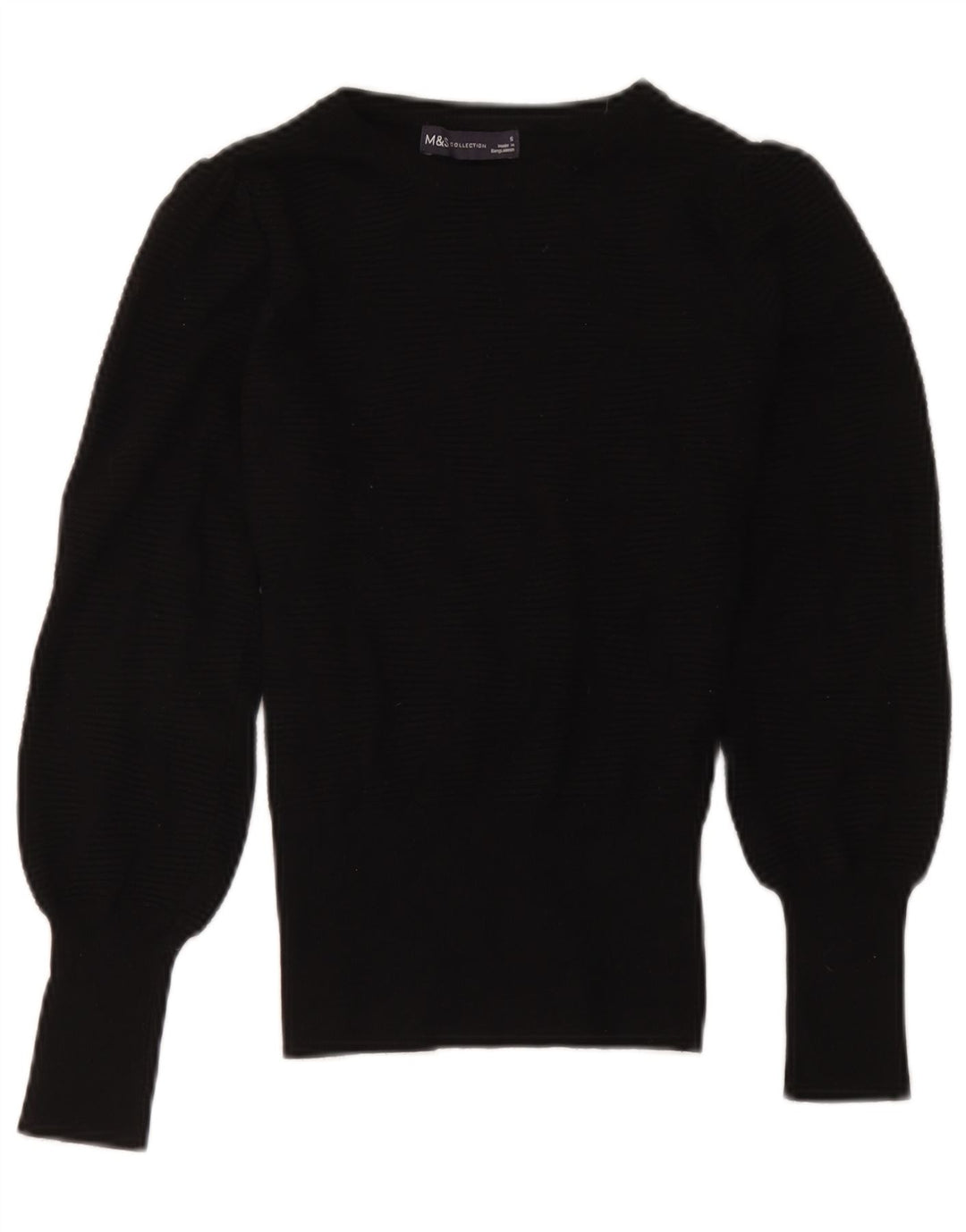 Marks & Spencer Suéter de cuello redondo para mujer UK 10 Small Black Classic