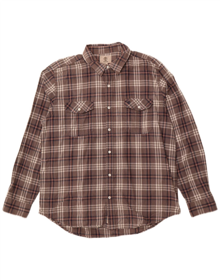 TIMBERLAND Camisa Regular Fit Hombre XL Gris Cuadros Algodón