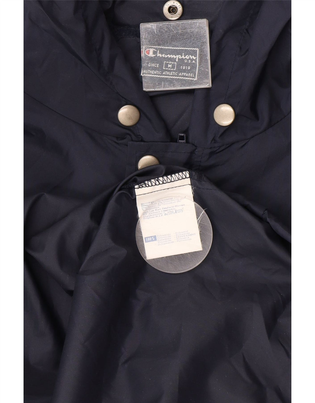 Champion Chaqueta impermeable con capucha gráfica para hombre UK 38 Medium Azul marino Poliamida