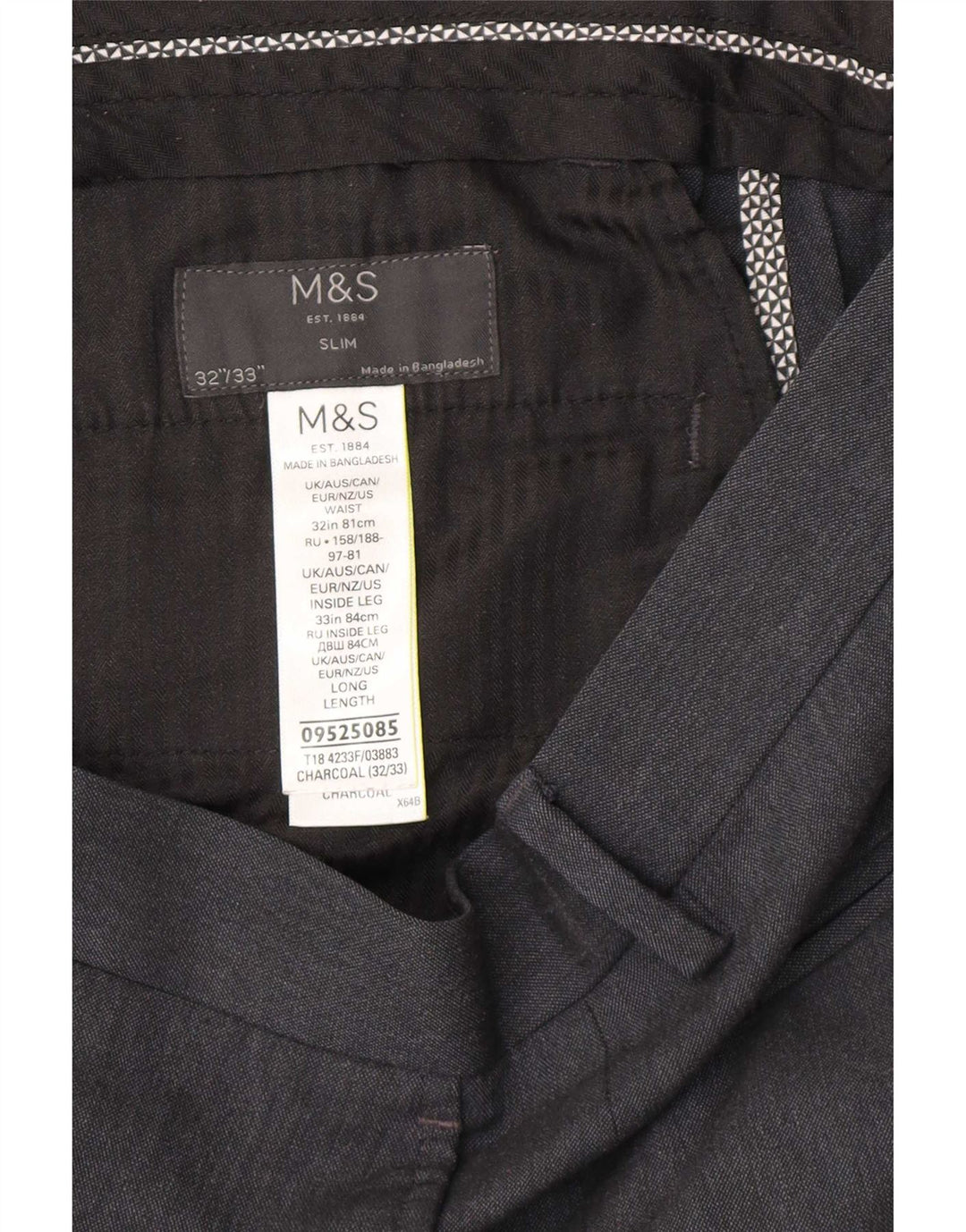 Marks & Spencer Pantalones chinos ajustados para hombre W32 L33 Poliéster gris