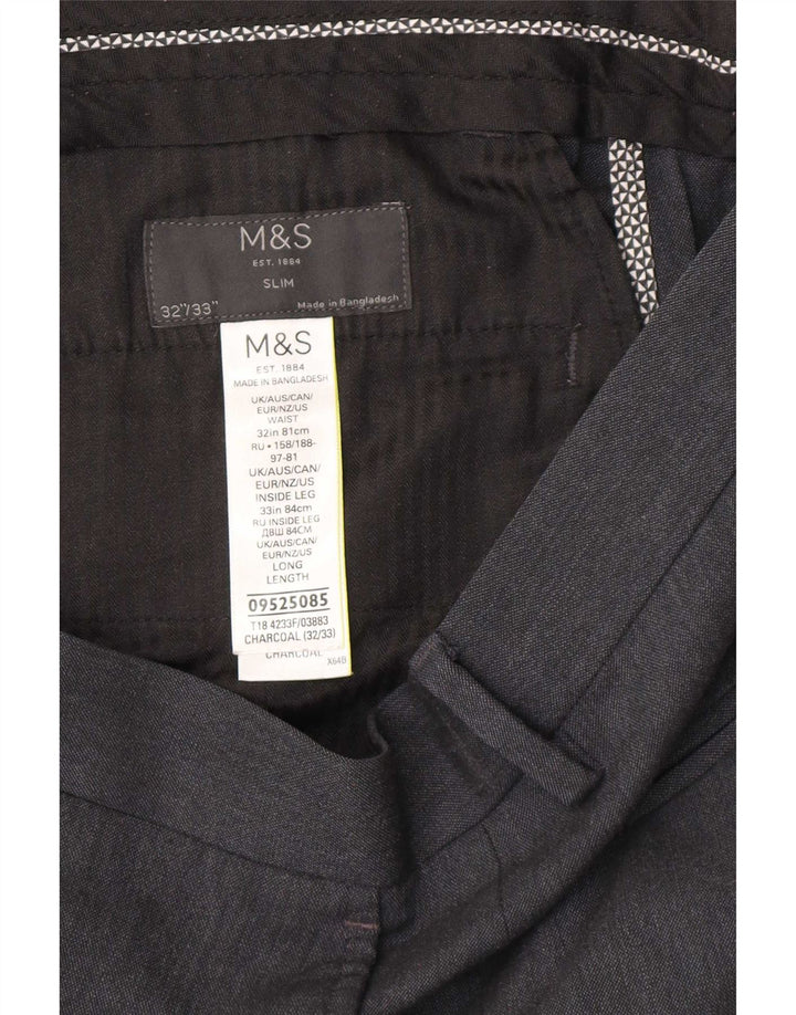 Marks & Spencer Pantalones chinos ajustados para hombre W32 L33 Poliéster gris