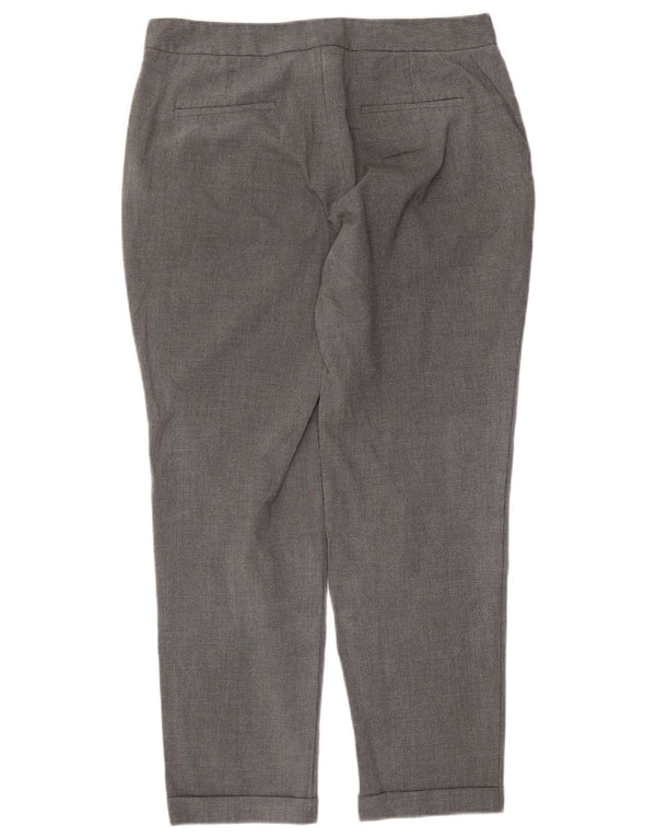 Zara Mujer Pantalón Chino Recto EU 40 Medium W30 L27 Gris Pata De Gallo