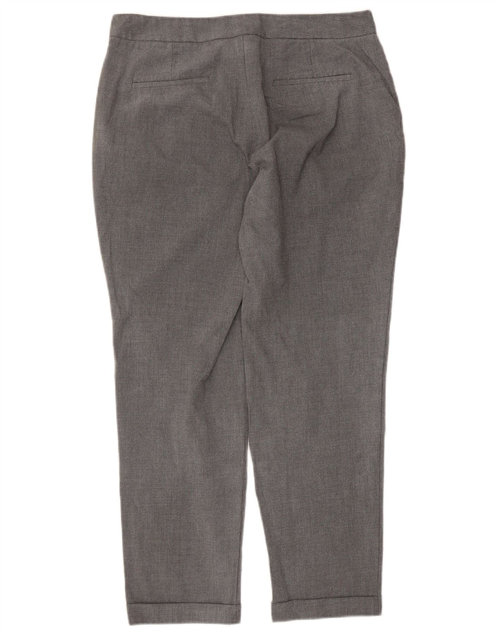 Zara Mujer Pantalón Chino Recto EU 40 Medium W30 L27 Gris Pata De Gallo