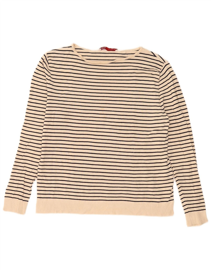 Zara Mujer Top Manga Larga UK 44 Viscosa Rayas Beige Medio