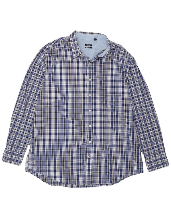 Izod Camisa alta para hombre 2XL Algodón a cuadros azul