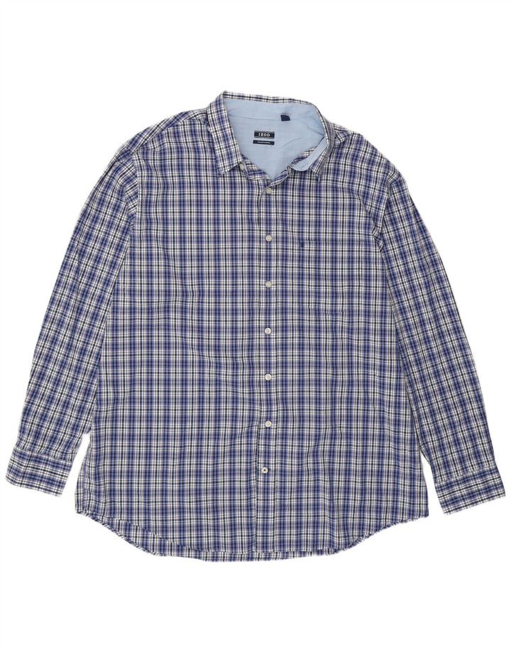 Izod Camisa alta para hombre 2XL Algodón a cuadros azul
