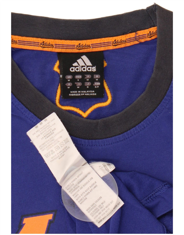Adidas Hombre Camiseta Gráfica Top Algodón Azul Medio