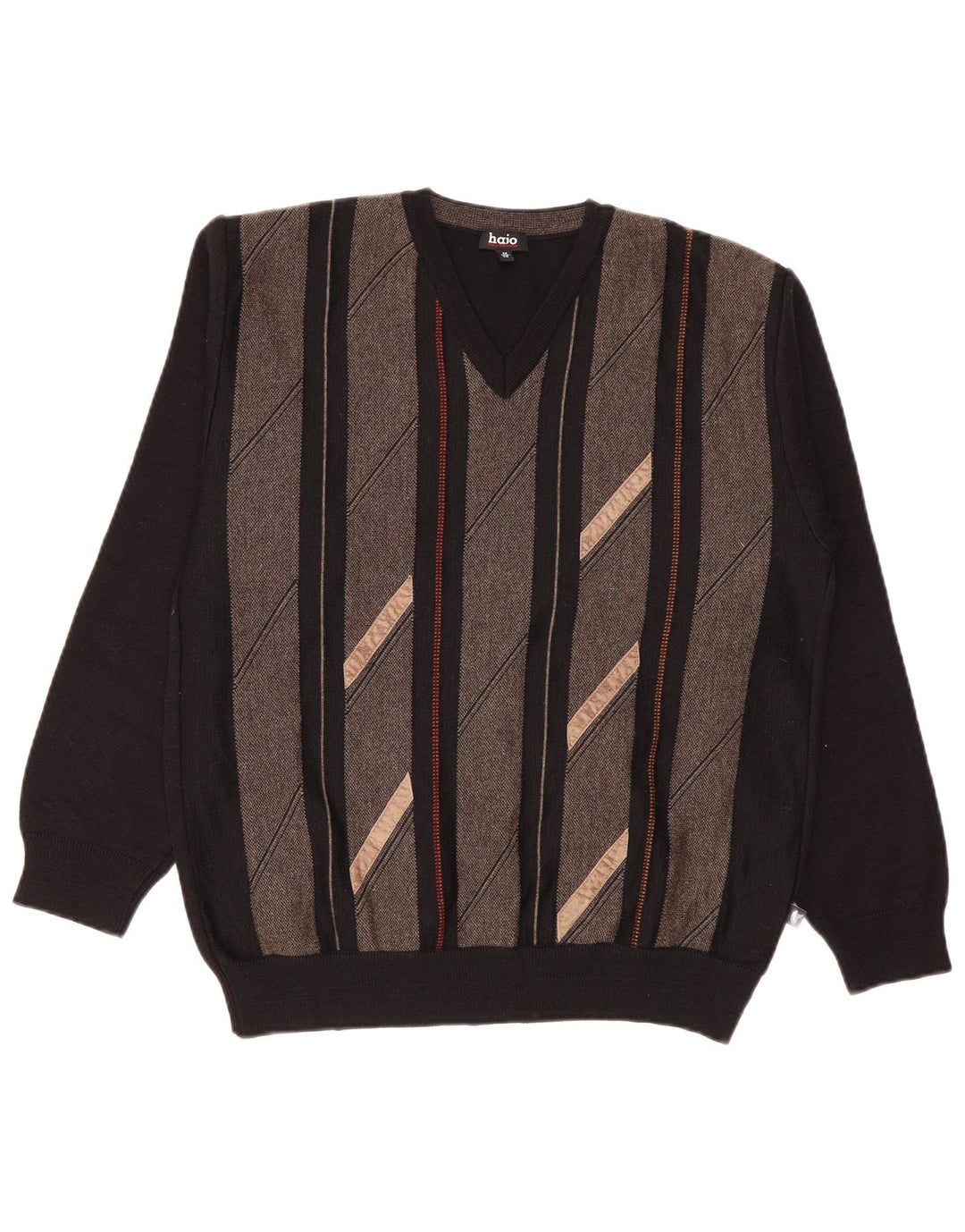 Hajo Hombre Jersey Con Cuello En V De Lana Color Block Medium Negro