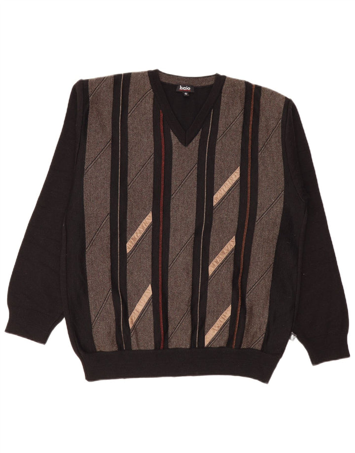 Hajo Hombre Jersey Con Cuello En V De Lana Color Block Medium Negro