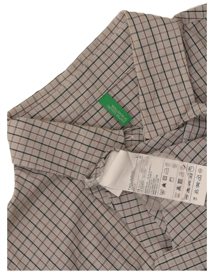 Camisa Benetton Mujer ES 44 Grande Gris Algodón