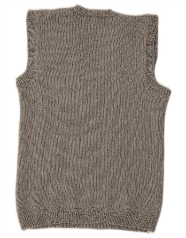 Vintage mujer chaleco camiseta sin mangas Reino Unido 14 gris medio
