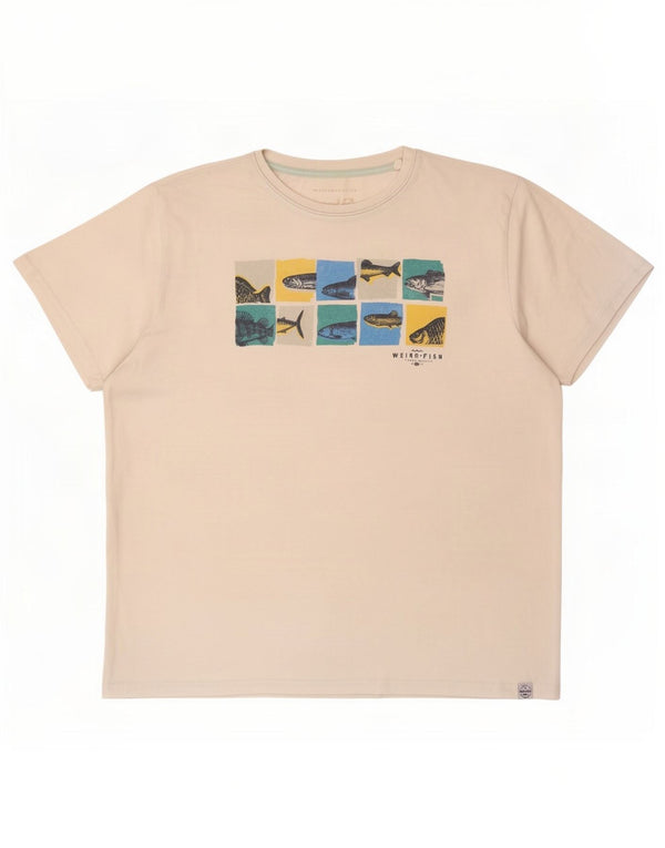 Weird Fish Camiseta gráfica para hombre Top 2XL Algodón blanco