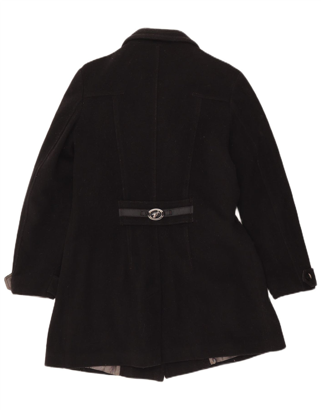 Abrigo Mujer Trussardi Jeans Cruzado IT 44 Mediano Lana Negro