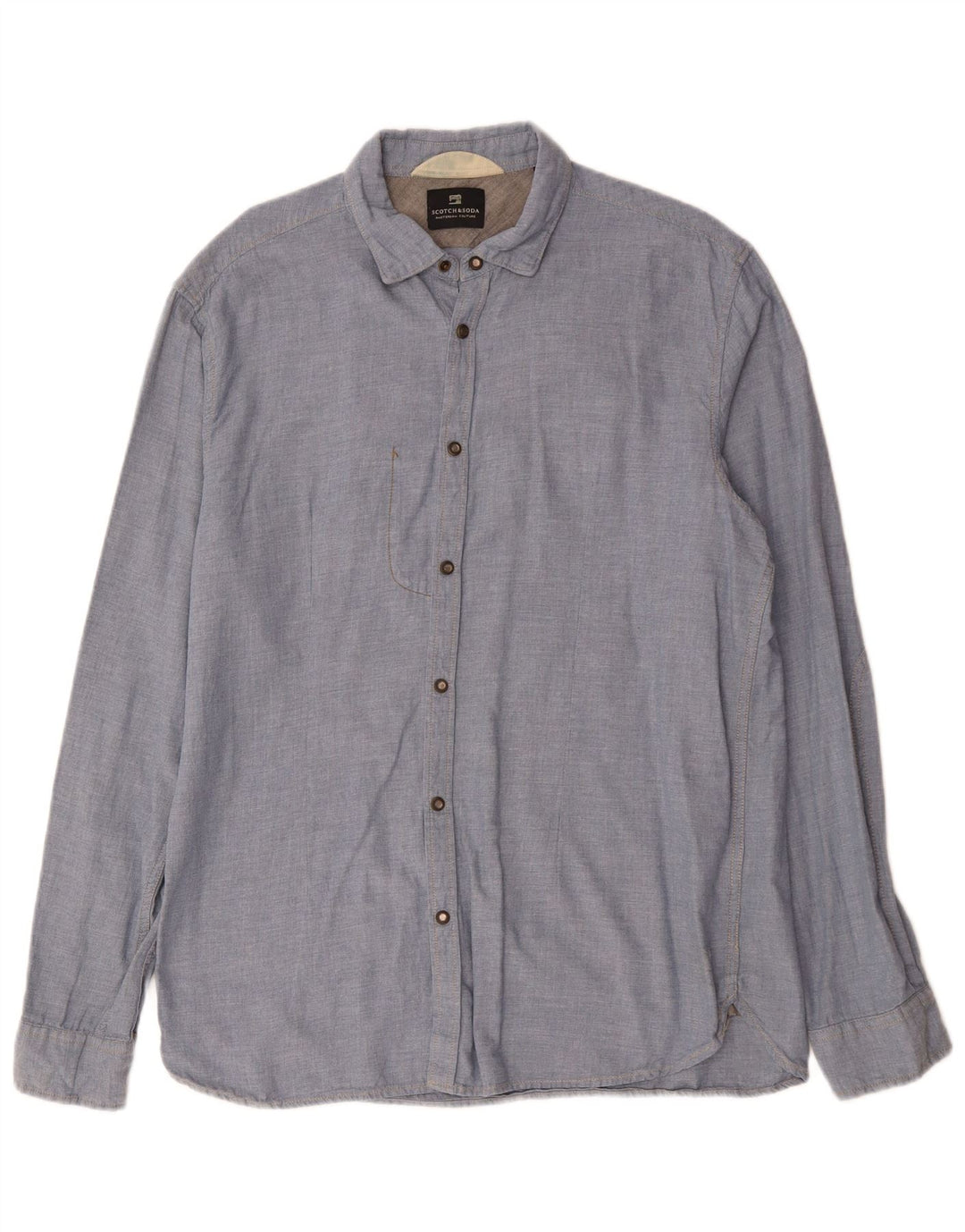 SCOTCH & SODA Camisa Hombre Algodón Azul Medio