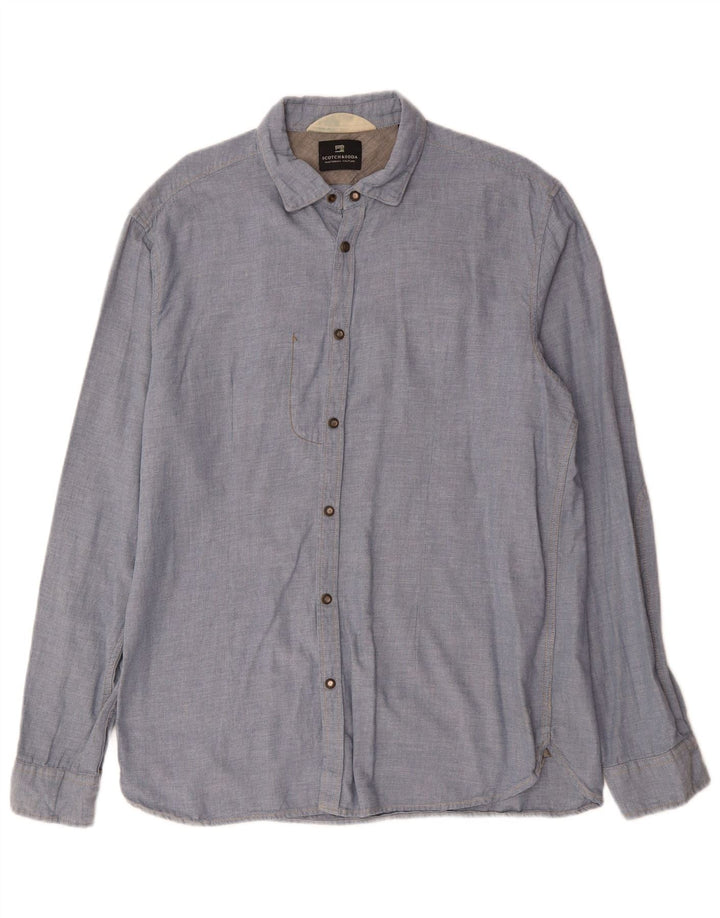 SCOTCH & SODA Camisa Hombre Algodón Azul Medio