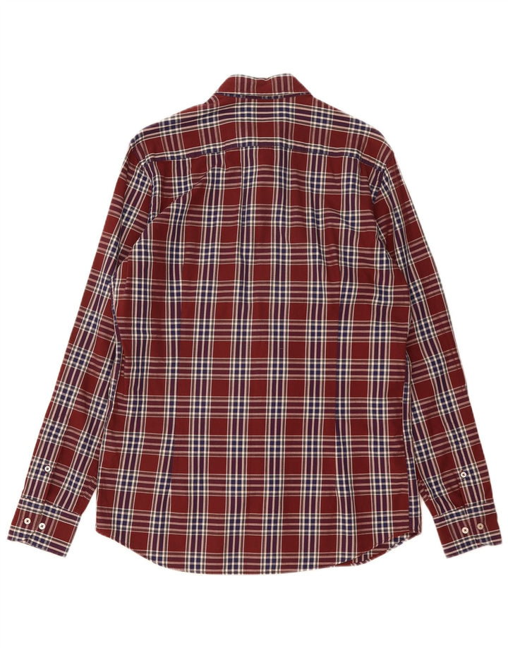 Camisa Massimo Dutti Hombre Algodón Cuadros Burdeos Medio