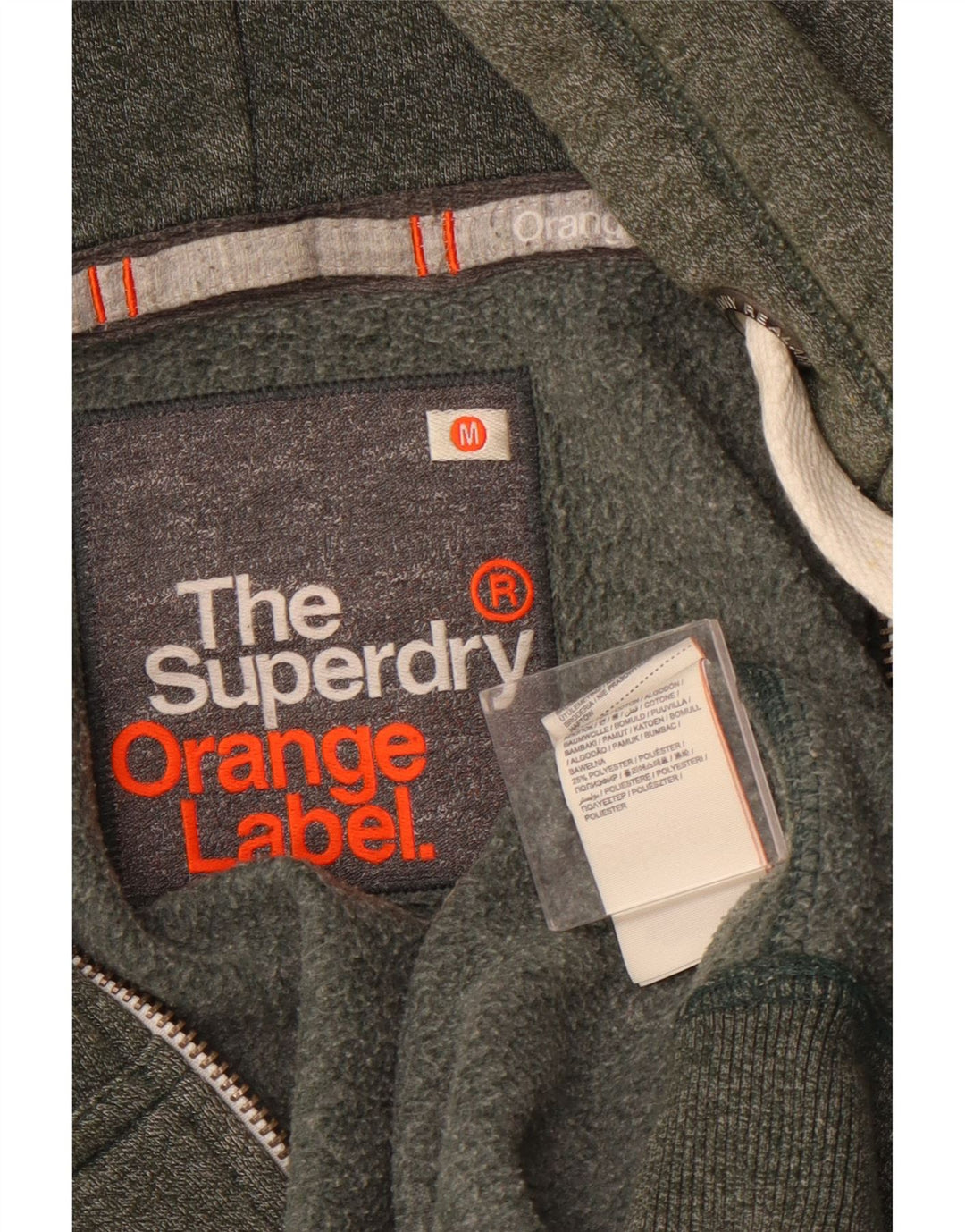 SUPERDRY Suéter con capucha y cremallera para hombre Algodón caqui mediano