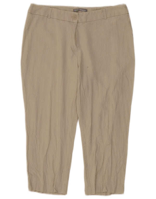 Marks & Spencer Pantalones Capri Rectos para Mujer UK 12 Medium W30 L20 Beige