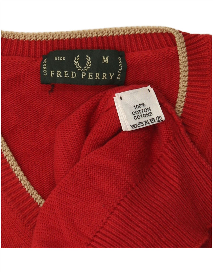 Fred Perry Jersey Con Cuello En V Para Hombre Algodón Rojo Medio