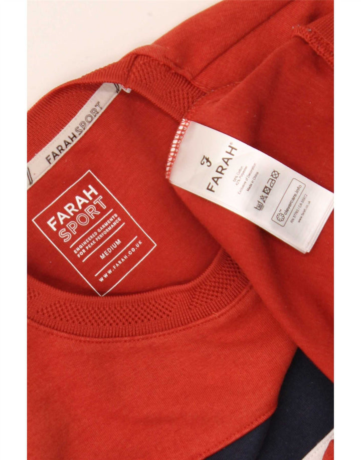 Farah Hombre Sudadera Jumper De Algodón Color Block Naranja Medio