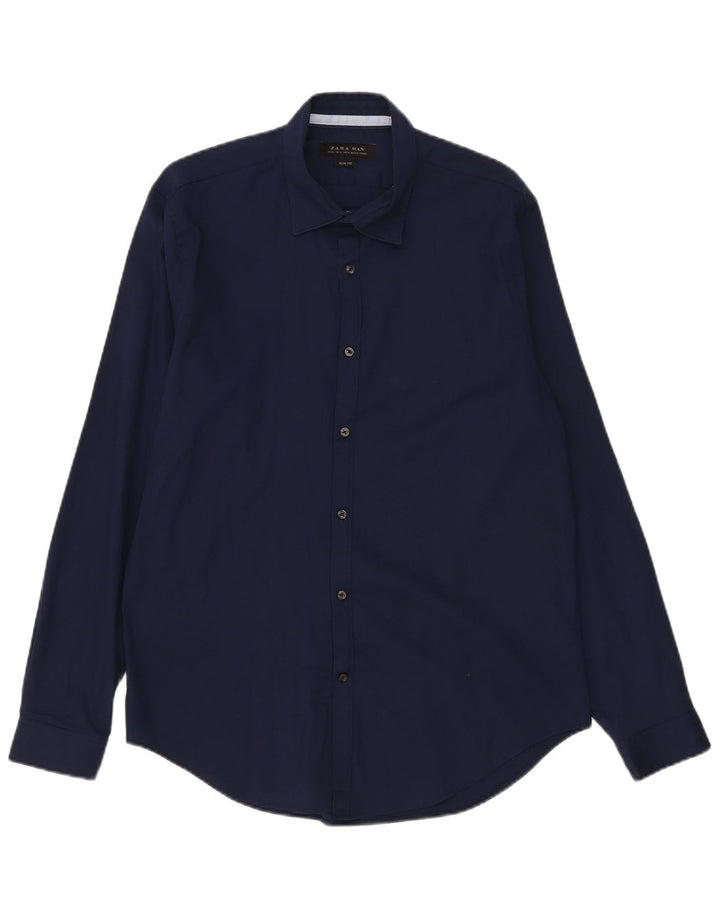 Zara Hombre Camisa Slim Fit XL Azul Marino