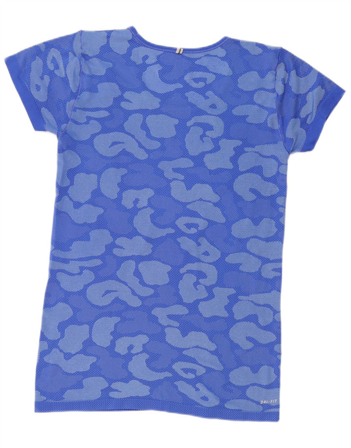 NIKE Camiseta Dri Fit para Mujer UK 10 Small Blue Camuflaje