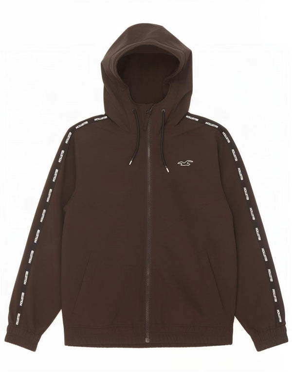 Hollister Mens Graphic Hooded Bomber Jacket Reino Unido 36 Pequeño Poliéster Negro