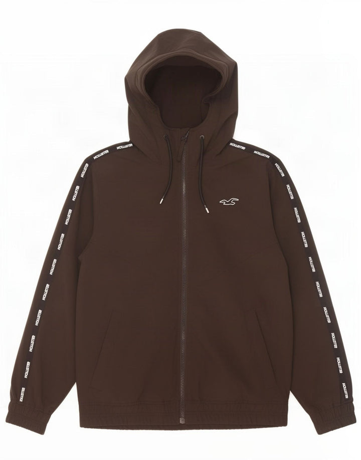 Hollister Mens Graphic Hooded Bomber Jacket Reino Unido 36 Pequeño Poliéster Negro