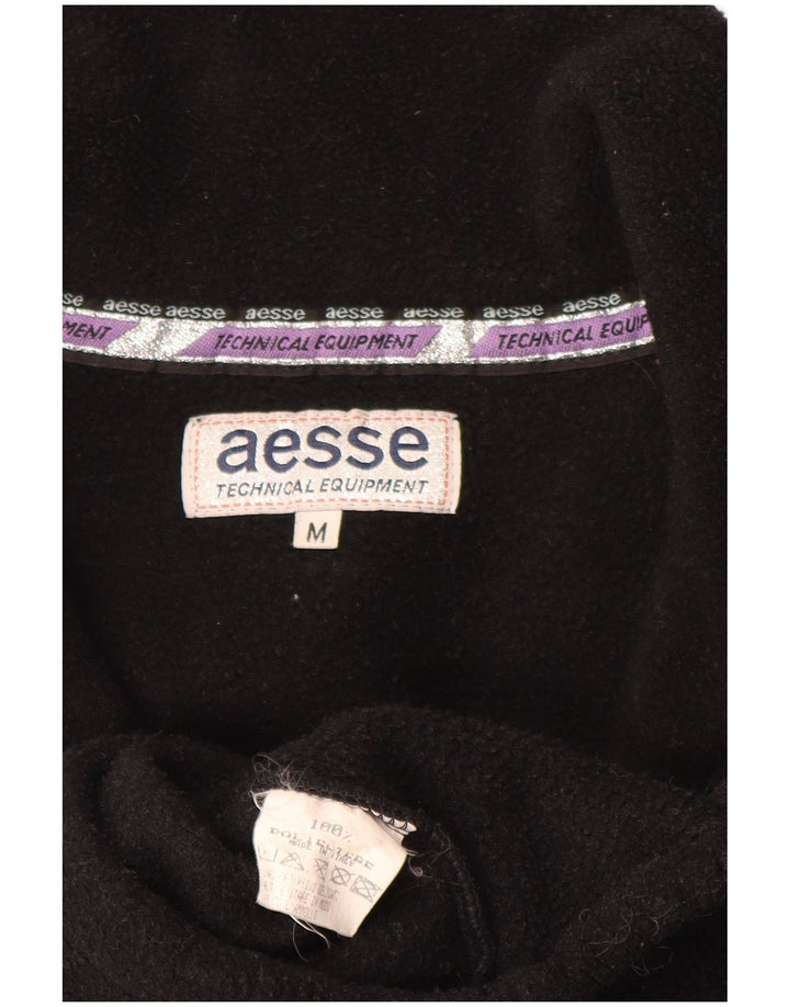 Aesse Hombre Jersey De Forro Polar Con Cremallera Y Cuello Mediano Poliéster Negro