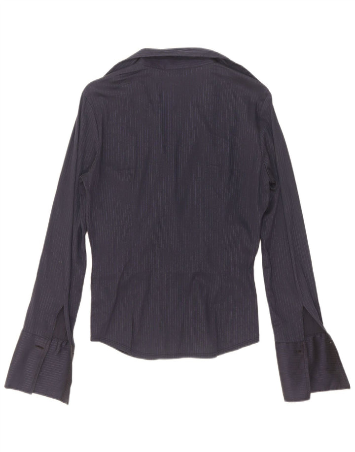 Max & Co. Blusa camisera para mujer UK 40 Mediana Azul Marino Rayas Algodón