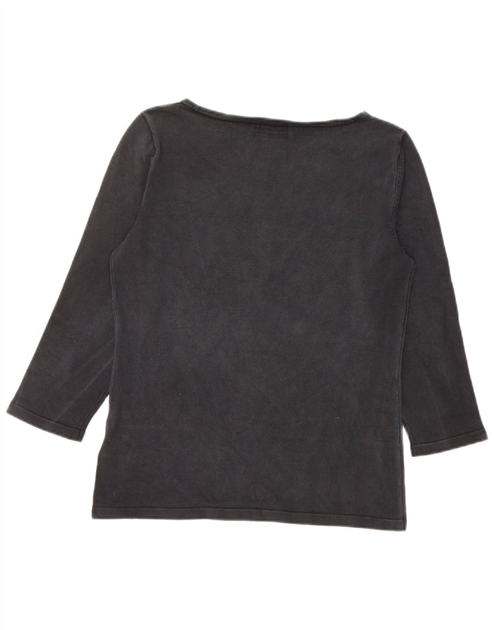 RALPH LAUREN Blusa de manga 3/4 para mujer Top UK 10 Small Black Silk