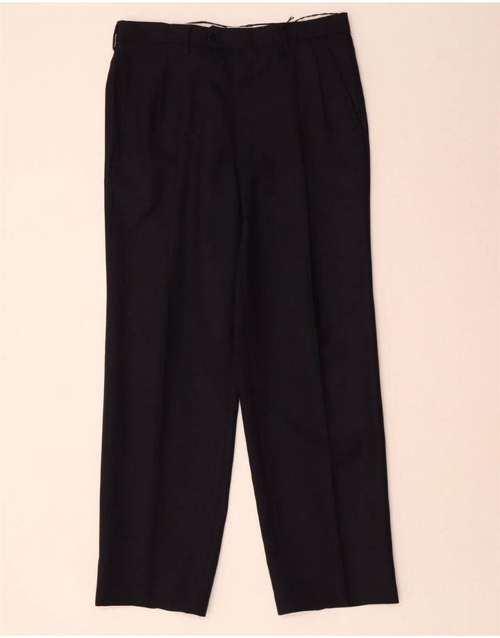 FRAIZZOLI Pantalón de traje con pinzas para hombre IT 48 Medium W32 L29 Azul marino