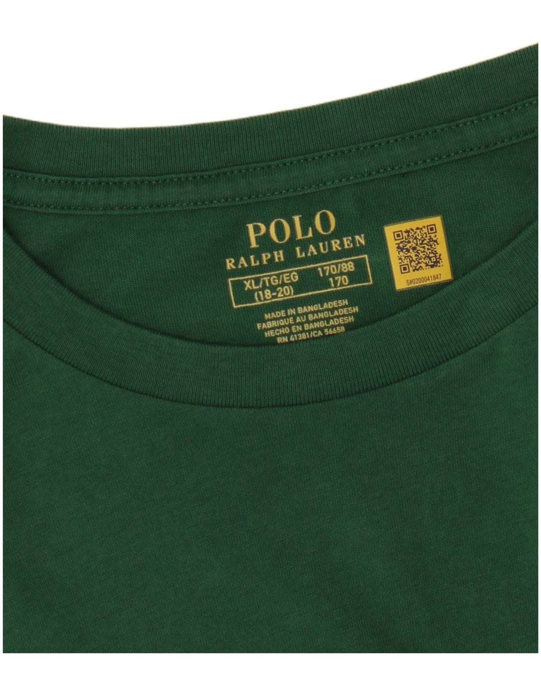 POLO RALPH LAUREN Camiseta Niño Manga Larga 15-16 Años XL Verde