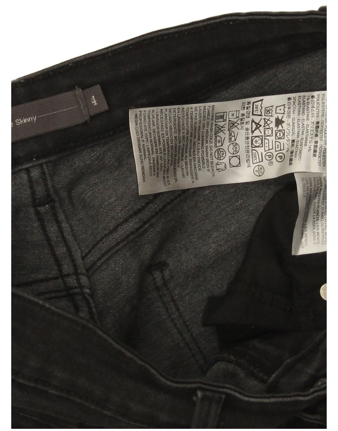 LEVI'S Jeans ajustados de talle medio para mujer US 4 Small W28 L28 Algodón negro