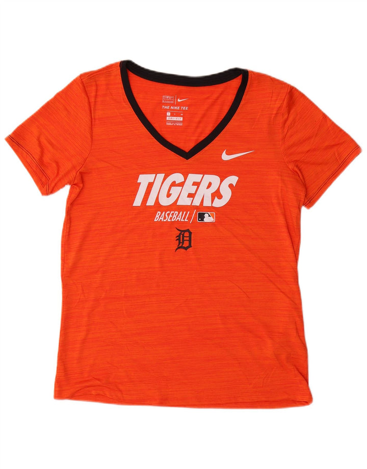 NIKE Mujer Tigers Graphic Camiseta Top UK 10 Small Naranja Poliéster