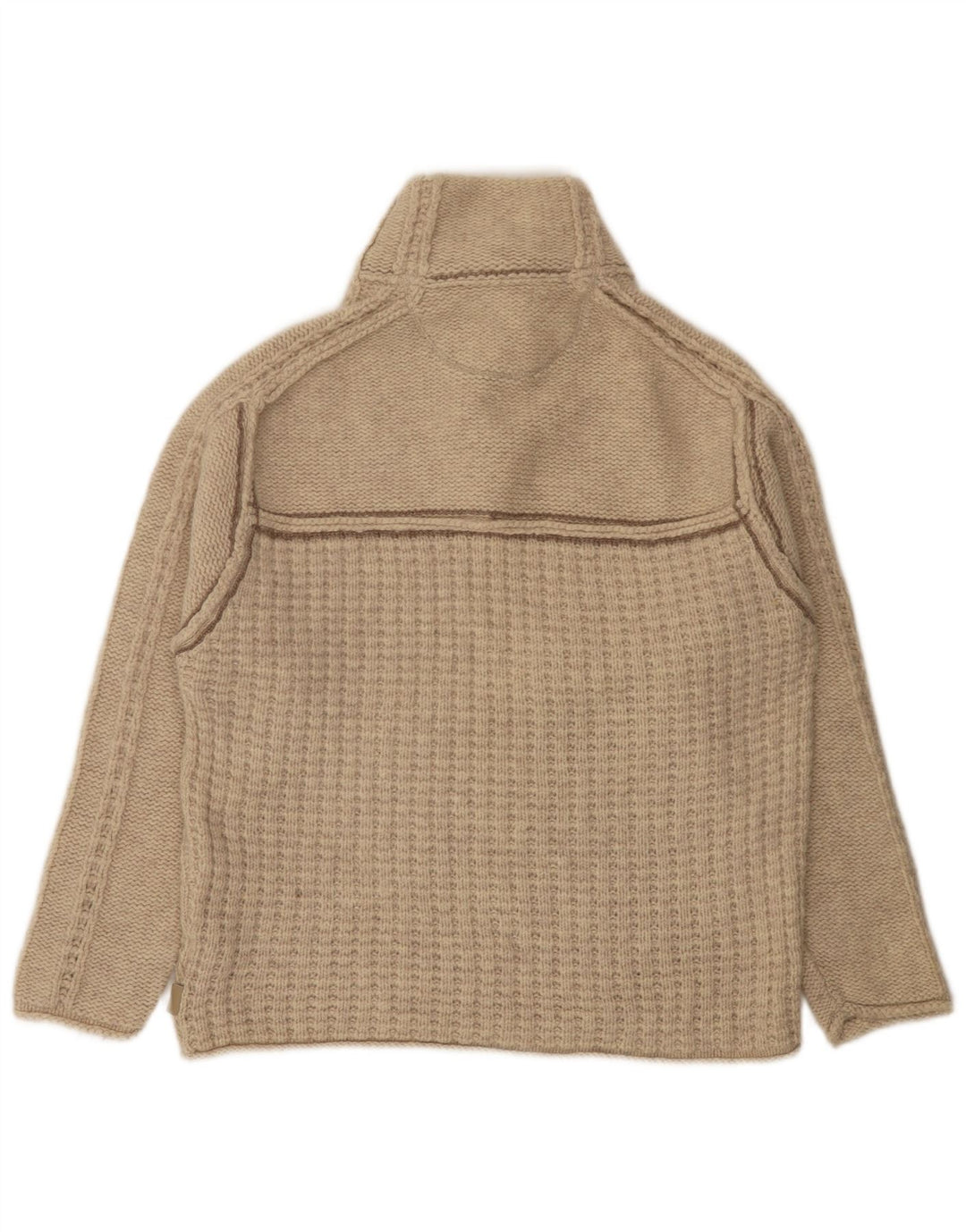 Jersey de hombre con cuello y cremallera de lana de cordero moteada en beige grande de Fat Face