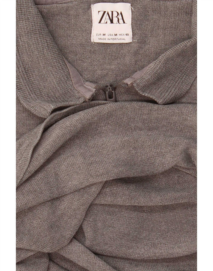 Zara Polo Mujer UK 44 Gris Medio Moteado