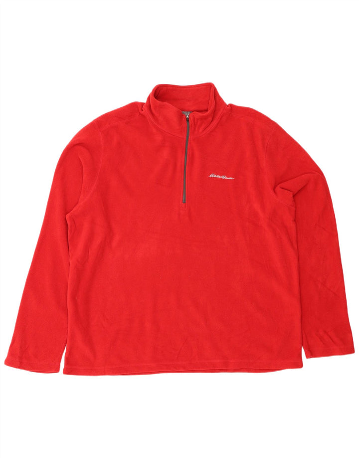 EDDIE BAUER Jersey polar con cuello y cremallera para hombre XL Poliéster rojo