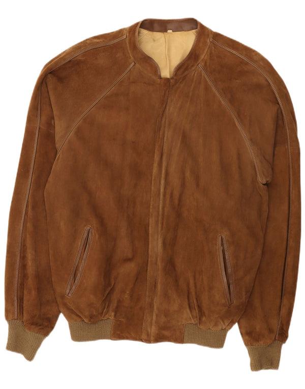Vintage hombres ante bomber chaqueta IT 56 3XL cuero marrón