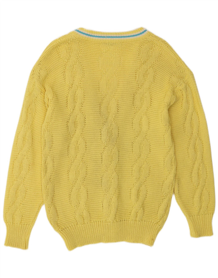 Vintage hombres Cardigan suéter medio amarillo