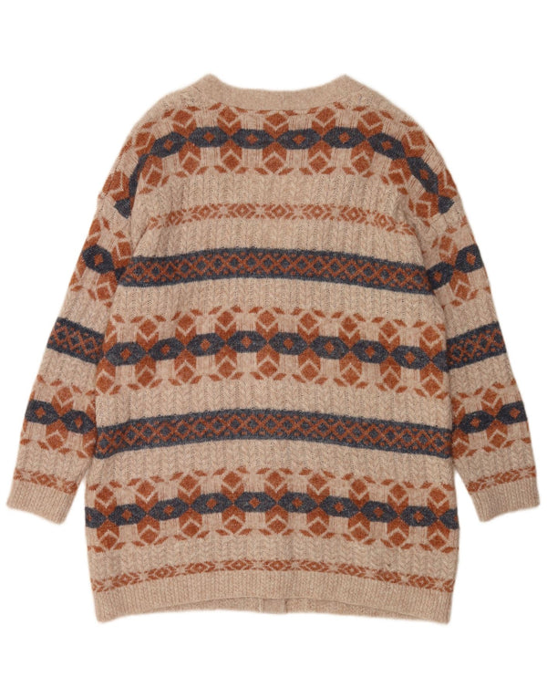 Cárdigan largo para mujer Fat Face UK 46 Large Beige Geométrico Nylon