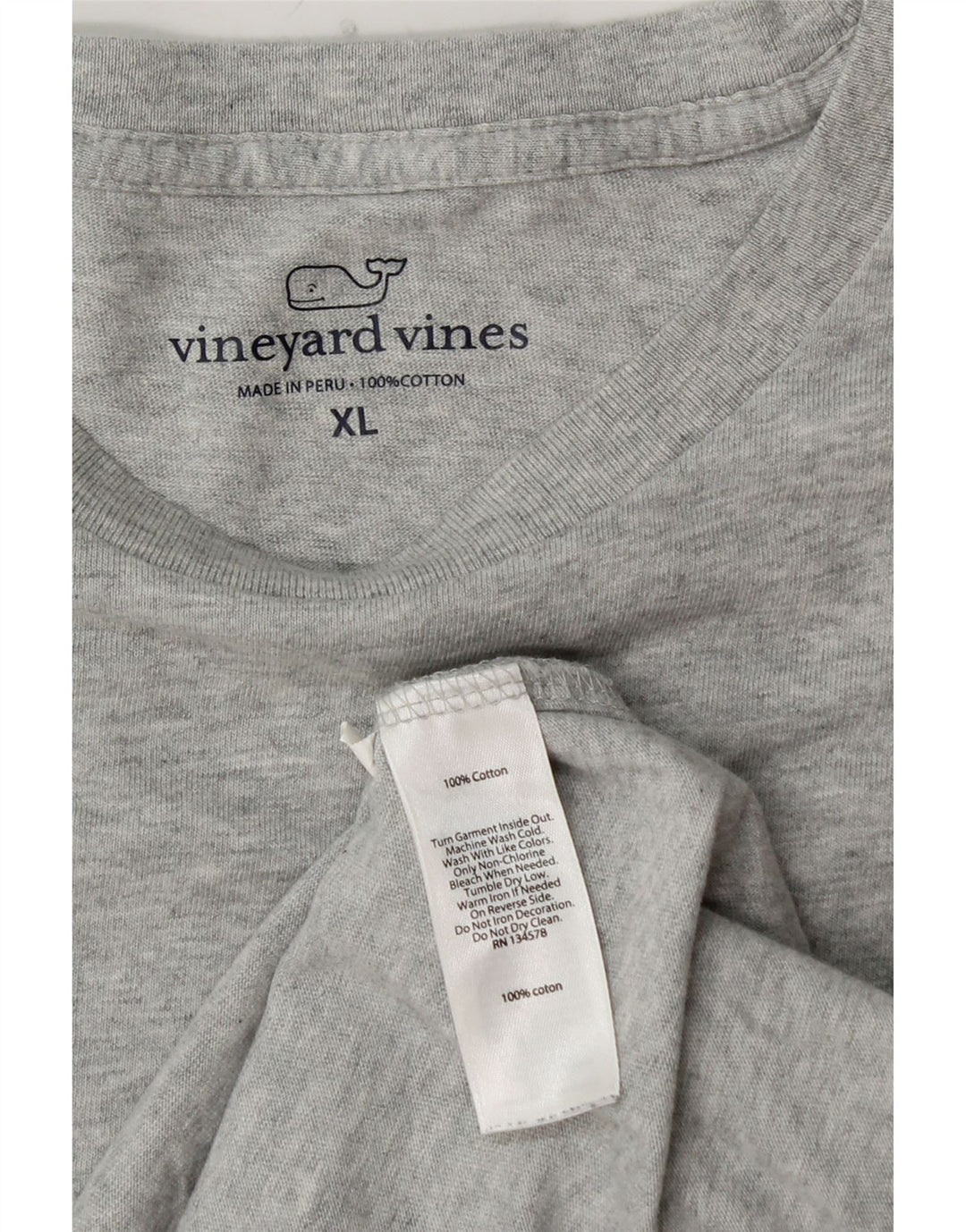 VINEYARD VINES Top gráfico para hombre manga larga XL algodón gris