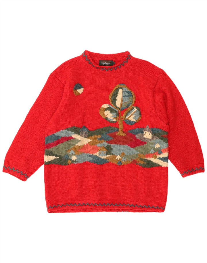 ICELANDIA Suéter extragrande con cuello de tortuga para mujer UK 10 Small Red