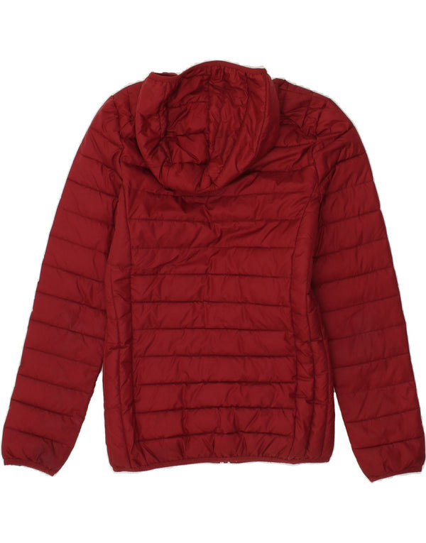 ELLESSE Womens Hooded Padded Jacket UK 10 Small Burgundy Polyester